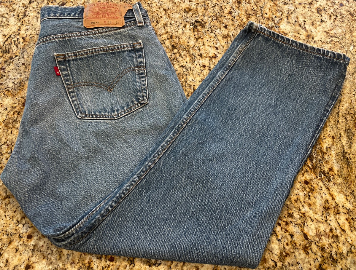 Vintage 501xx Levis Jeans Mens Denim Made In USA Button Fly 38x32