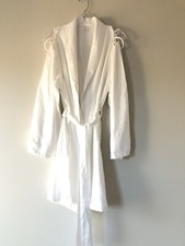 Fredericks of Hollywood Satin Robe Kimono Style Trim Silky Womens M White