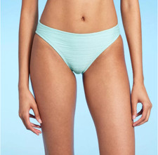 Women's Low-Rise High Leg Medium Coverage Bikini Bottom - Shade  Shore Blue XS