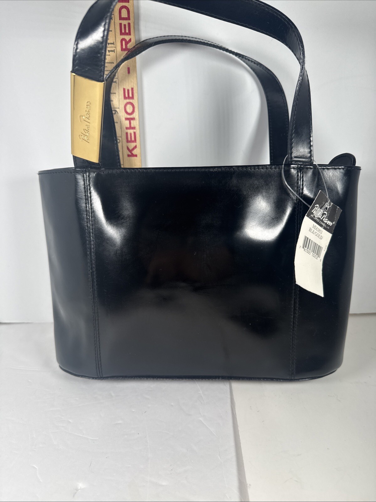 Paloma Picasso Black Patent Leather Micro Tote Bag