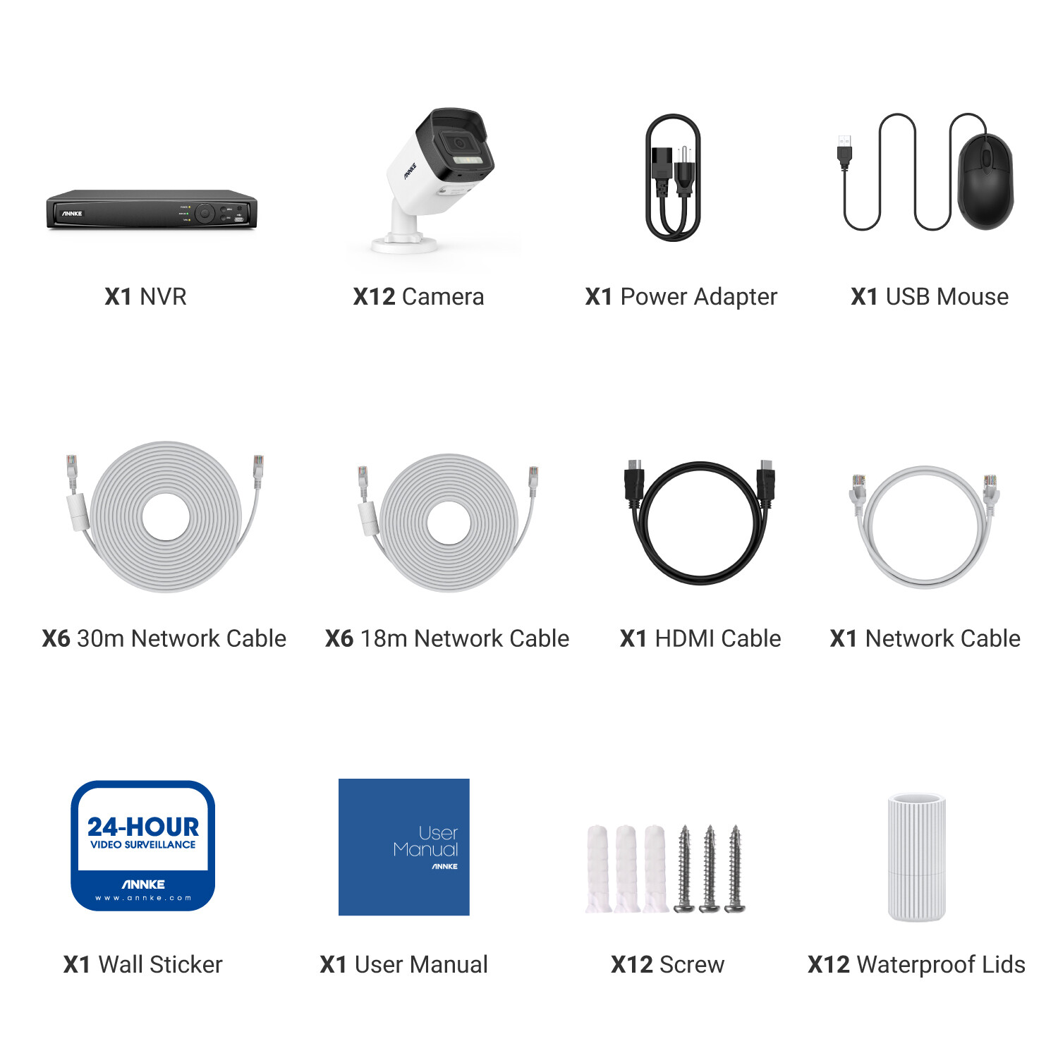 ANNKE 16CH 12MP NVR 3K POE AI Color Night Security Camera System Audio Recording