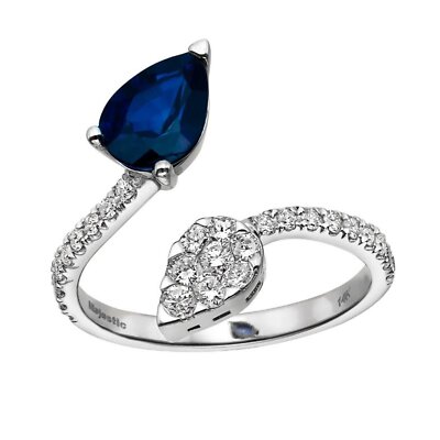 Elegant Diamond and Sapphire 1.47 CT Drop Ring for Woman by Baroness