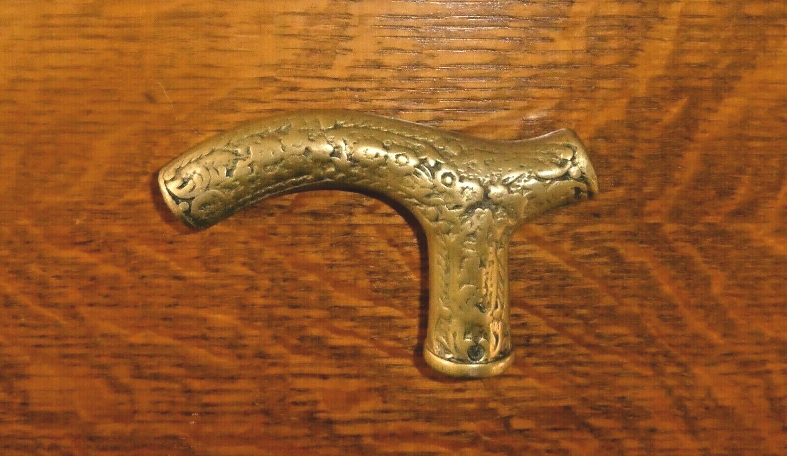 Vintage Solid Brass Cane Walking Stick Handle - image 1
