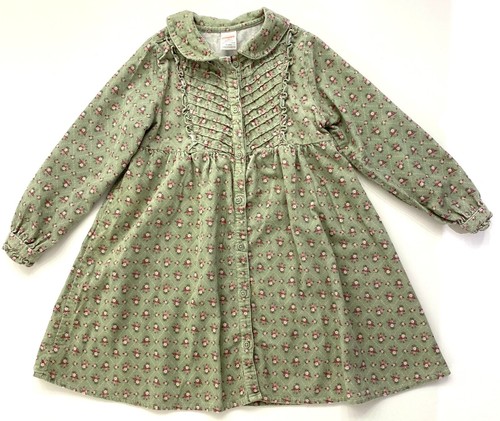 LOT 2 Green Floral Corduroy Prairie Dress Gymboree Shirt Top Girl Size 5, 6, 10 - Picture 3 of 10