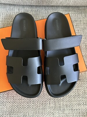 Size 36.5EU NIB HERMÈS Black Calfskin Women's Chypre Sandals | eBay