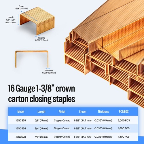 meite Carton Closing Staples 16GA 1-3/8" Crown for Cardboard Closer Packaging - Afbeelding 2 van 32