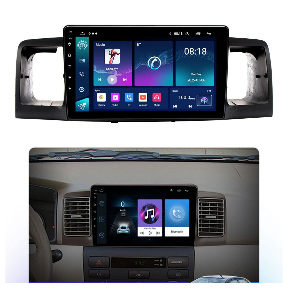 9"" Android 14 Car Stereo Radio GPS Navi Carplay Fit For Toyota Corolla 2003-2008