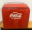VINTAGE ORIGINAL 50'S COCA COLA METAL PICNIC COOLER #201 ACTION MFG CO. (12A)