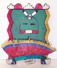Jemez Pueblo Headress TABLETA VISOR Painted-Dance Worn 16 "x 12"