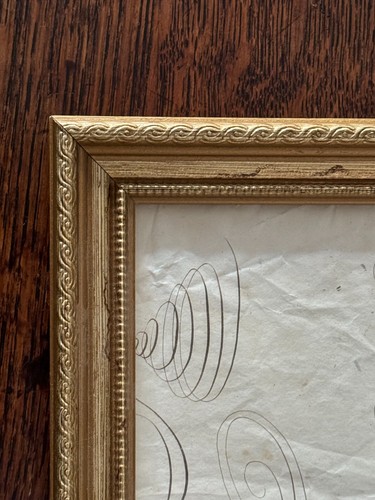 Antique 19th Cen Ink Pen Promissory Note Calligraphy Folk Art Drawing Spencerian - Picture 6 of 11