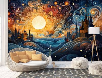 Fantasy Landschaft mit Schloss Tapete Wandbild abnehmbar abwaschbar abziehen & kleben