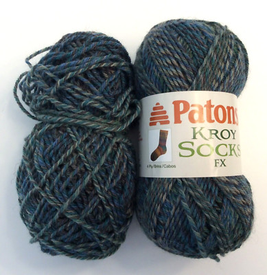 Lot of 1.5 Skeins of Patons Kroy Socks FX Yarn Stripes Cascade Colors #57210