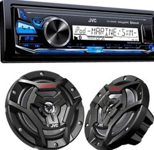 JVC KD-X33MBS Mechless Bluetooth Marine Radio and a pair of JVC CS-DR6200M 6.5"