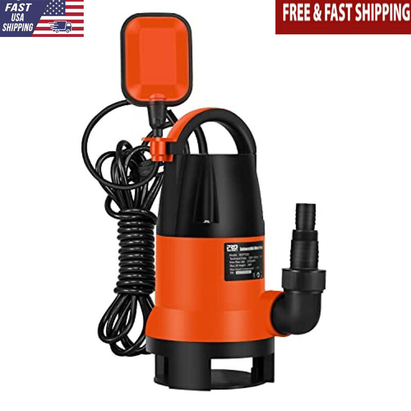 1HP 3700GPH Submersible Sump Pump with Auto Float Switch and Sealed Design