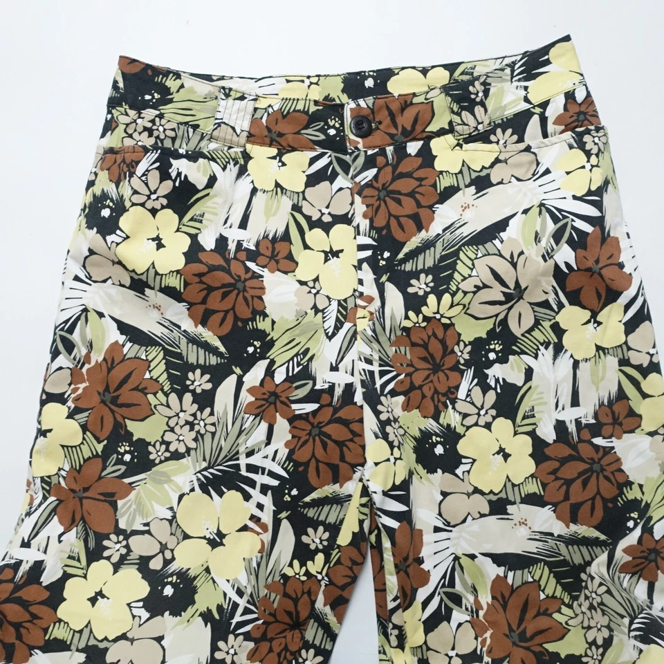 Vintage White Stag Capri Pants Women 14 Average Multicolor Floral Cotton Stretch - Image 3 of 4