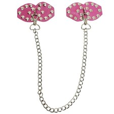 Studded Leather Chain Pasties D Rings Detachable Reusable Covers Pink L9862