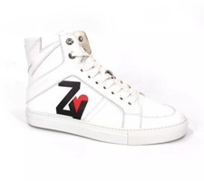 Zadig  Voltaire Flash Leather Sneakers NEW White High Top Heart Logo Sz 36, NIB