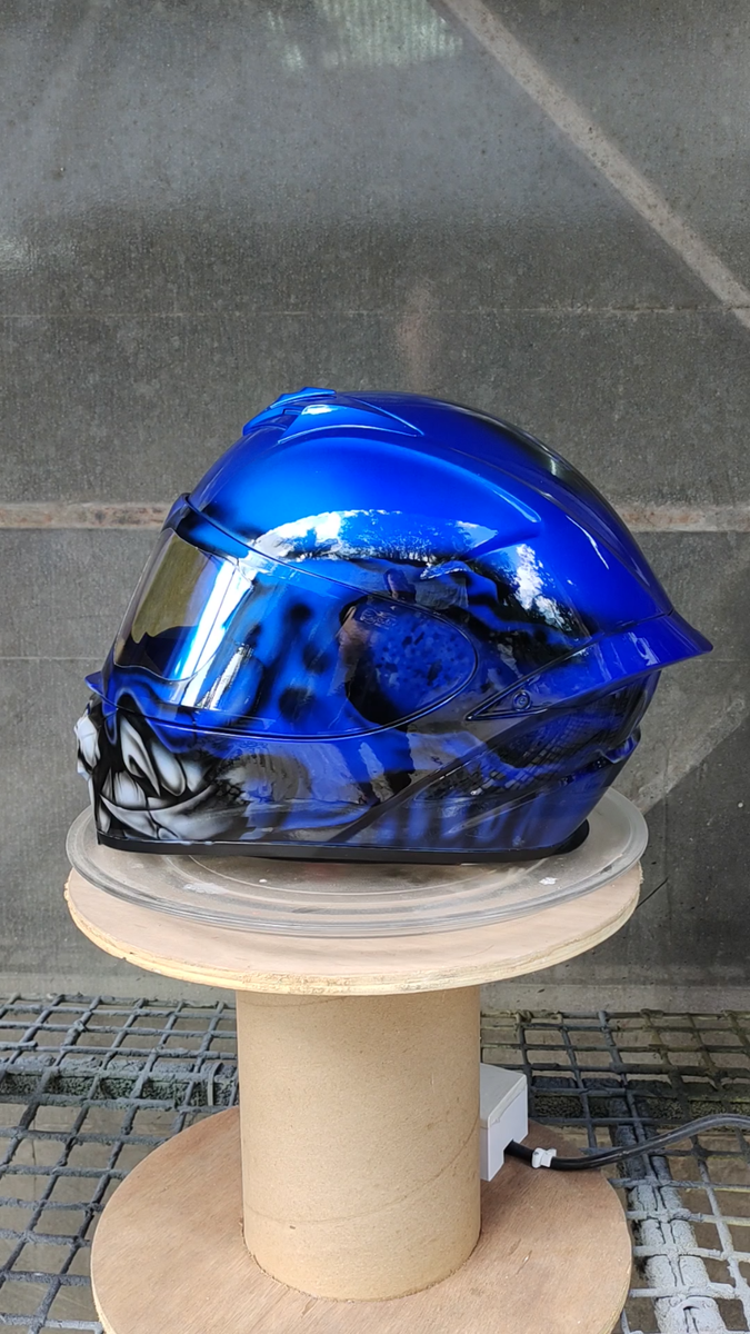 Blue Custom Airbrushed Motorcycle Helmet | eBay Blue Custom Airbrushed Motorcycle Helmet | eBay