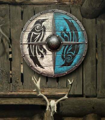 Christmas Medieval Eivor Valhalla Raven Authentic Battleworn Viking Shield V01