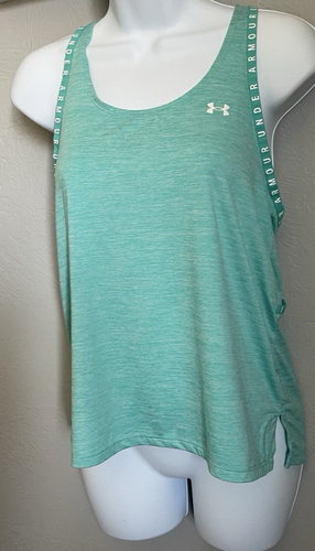 Under Armour Womens Knockout Mesh Back Tank Top Womens Small Heat Gear Teal - Picture 2 of 8