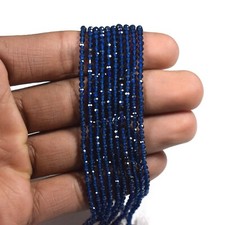 A  2-3 MM Natural London Blue Topaz Faceted Round Tiny Beads For Jewelry 12''