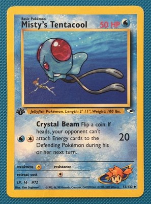 Misty's Tentacool 057/132 Gym Heroes 1st Edition MP+ Moderately Played/LP