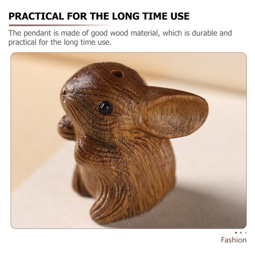 Green Sandalwood Cute Rabbit Keychain Jewelry Men Women Decor Bunny Charm - 第 2/12 張圖片