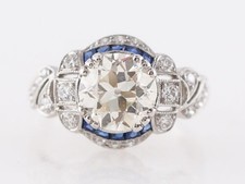 Art Deco Vintage 3.10 Ct White Diamond Engagement Ring 925 Sterling Silver