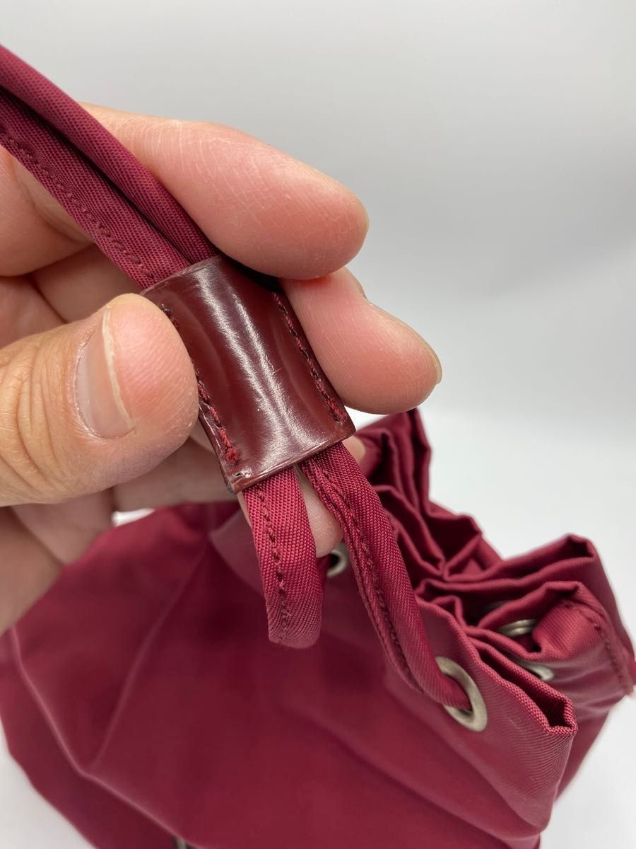 Authentic PRADA Nylon Drawstring Pouch Bordeaux T… - image 9