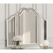 Evangeline Tri-Fold Vanity Mirror Silver Oak