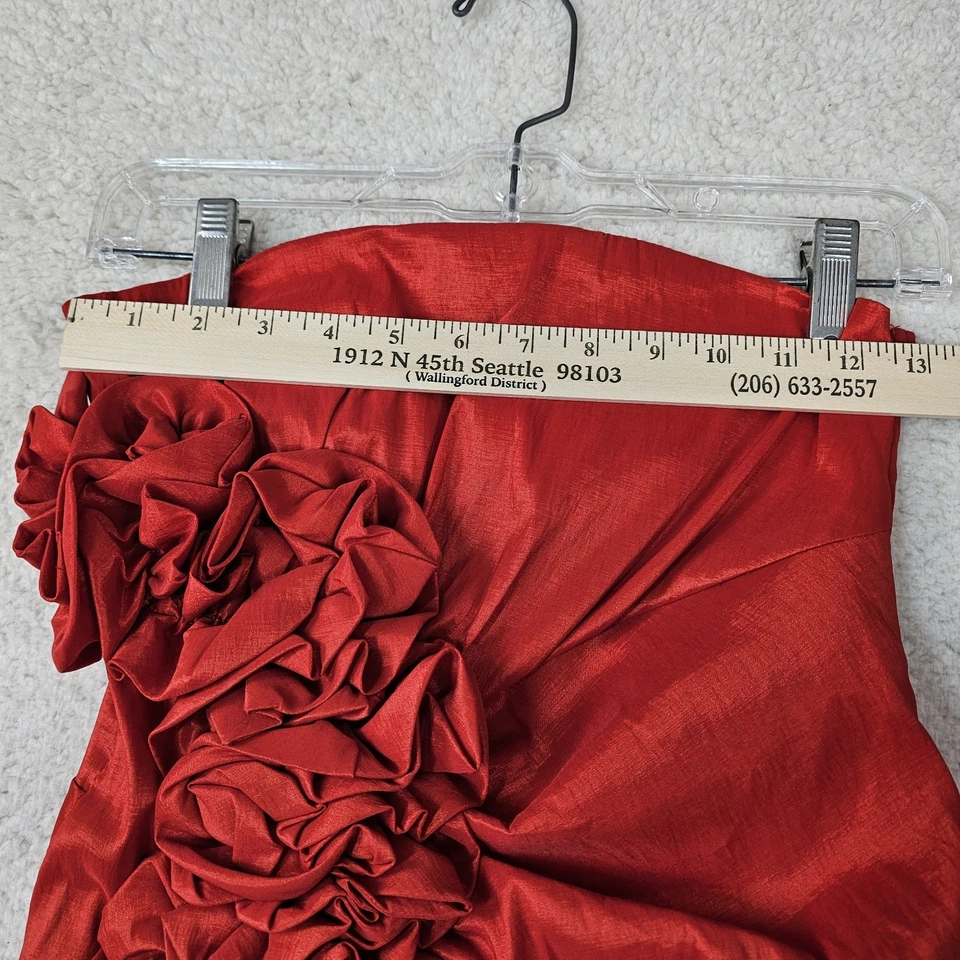 90s Twenty One Bubble Dress Small Red Mini Gunne Sax Floral Strapless Prom Vtg - Image 4 of 4