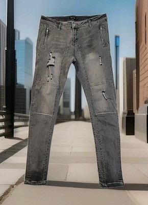 Marc Wenn Jeans Mens 36x34 Faded/Distressed Zippers
