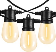 51FT Outdoor Shatterproof LED String Lights, Waterproof 17 Hanging Sockets wi...