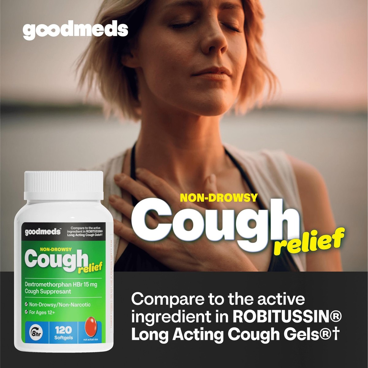 Cough Relief Softgels 120 ct | Dextromethorphan 15mg, Non-Drowsy