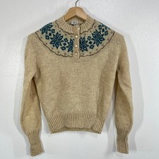 Vtg 80s Woolrich Woman Fair Isle Wool Sweater Small Snowflake Nordic Made in HK