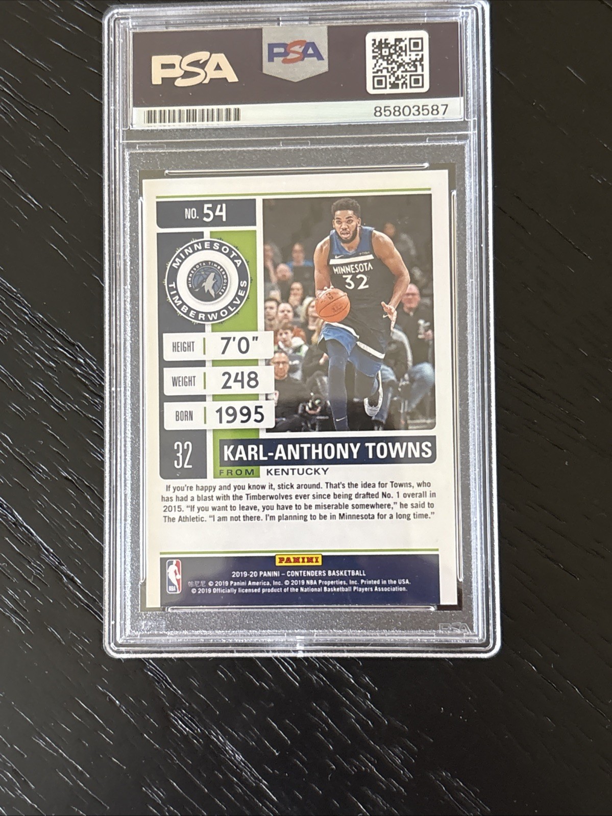 2019-20 Contenders - Season Ticket Karl-Anthony Towns Autograph PSA Authentic view 3