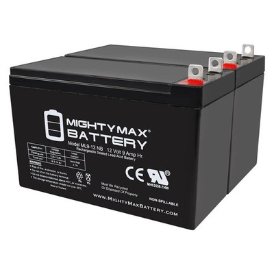 Mighty Max 12V 9AH NB SLA Battery Compatible with Duracell Dura12-9NB - 2 Pack