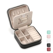 Jewelry Travel Case with Mirror,Small Travel Jewelry Organizer, Portable Jewe...