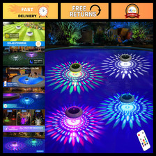 RGB Solar Floating Pool Lights with Remote - 6.5" Waterproof Color Changing LED,