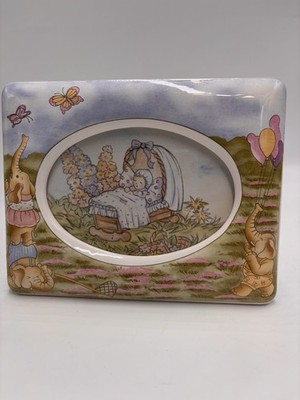 Loui Michel Cie Vintage 3.5'' Photo Picture Frame Kids Elephant Watercolors