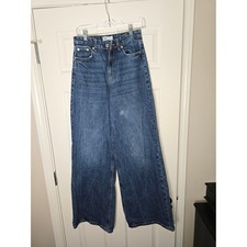 Zara Extra Wide Leg Blue Denim Jeans - Size 4