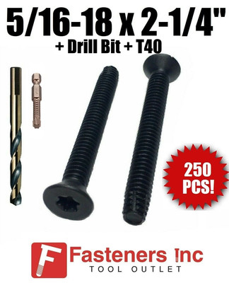 Qty 250 5/16-18 x 2-1/4''Torx Trailer Flooring Floorboard Screws + DRILL BIT+T40