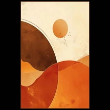 Minimalism Abstract Wall Art Hand Painted on Oil Painting Canvas Orange and Red 