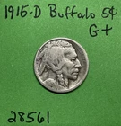 1915 D Buffalo Nickel 5c Good Plus Semi-Key Date Five Cent Coin