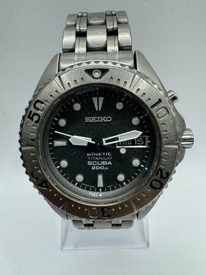 Seiko Kinetic Titanium SCJBA 200m 5M63 0B40 Black Dial Watch Rare Japan