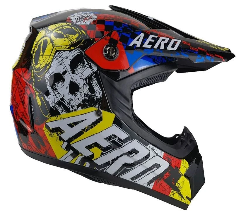 Crosshelm Helm Kinderhelm Motorradhelm Motocross Skeleton schwarz bunt Motorrad - Bild 4 von 4