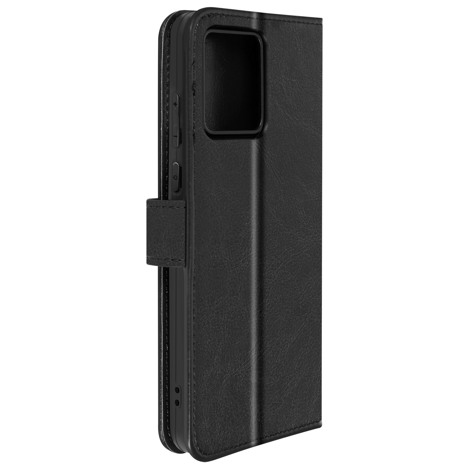 Étui portefeuille vintage Moto G84 noir en cuir PU avec fentes pour cartes