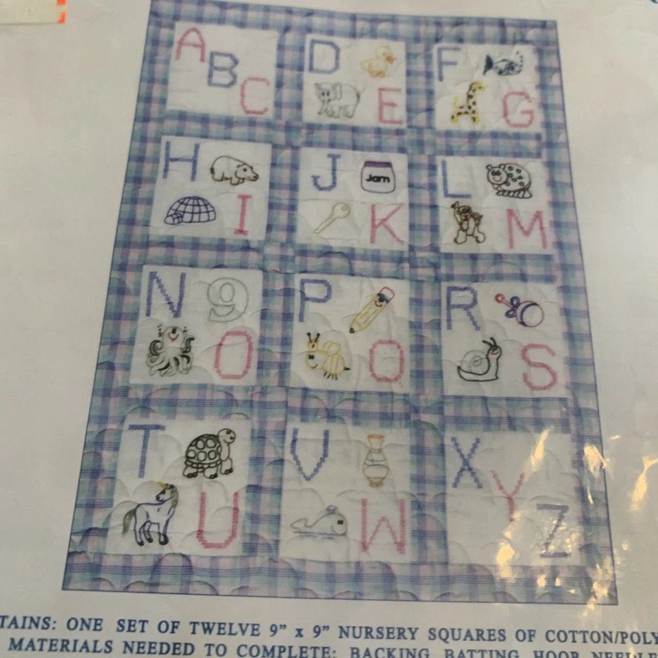 Jack Dempsey Stamped Embroidery 12-9" x 9" Squares #300-66 ABC's Quilting (30) - Image 2 of 4