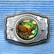 Cowboys Eagle Belt Buckle Western Scroll Resin Mount Cowgirl Vintage 80s .CPA593