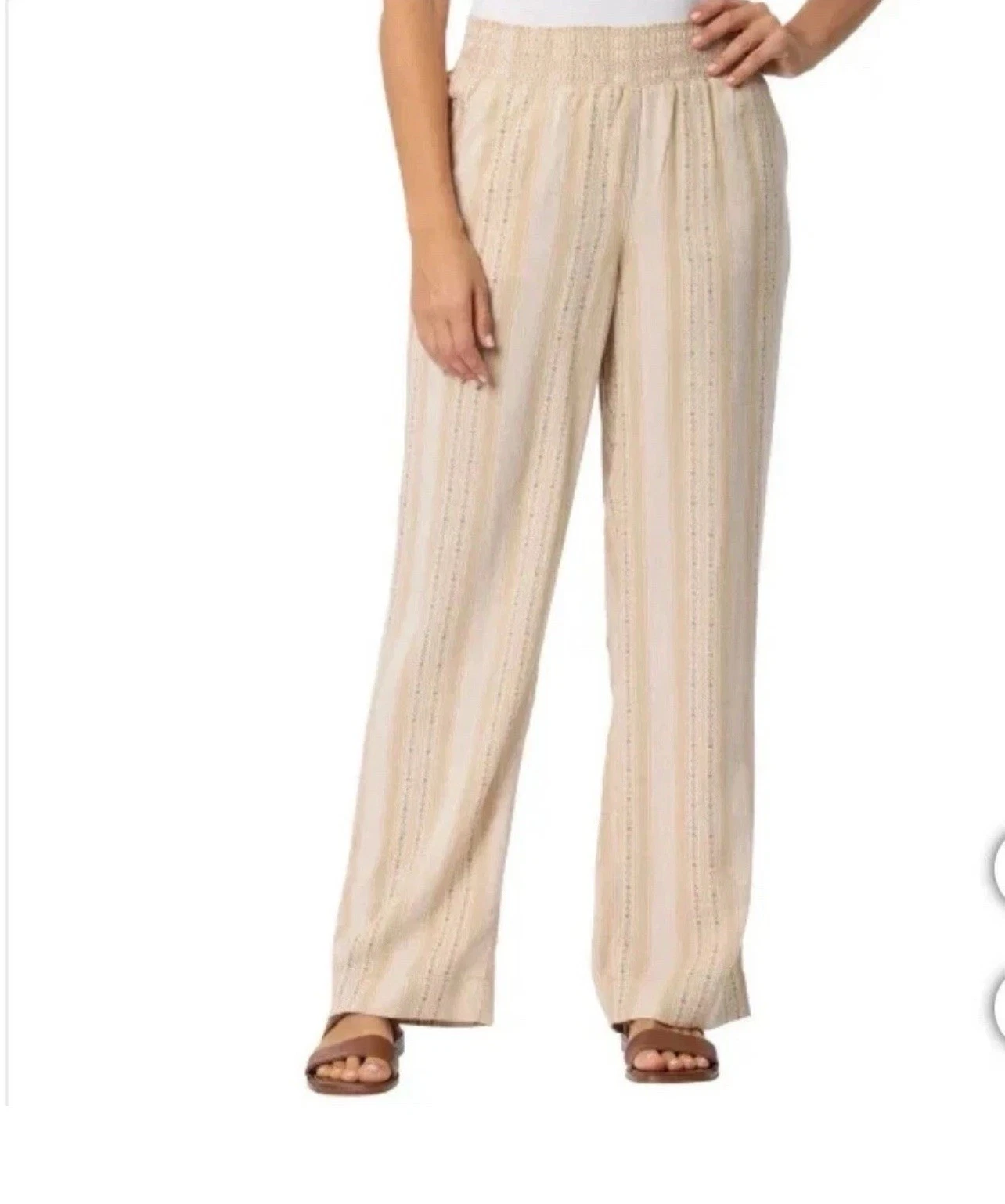 Briggs Women's Linen Blend Pull-On Pants, Color Tan, Size XL. BZ